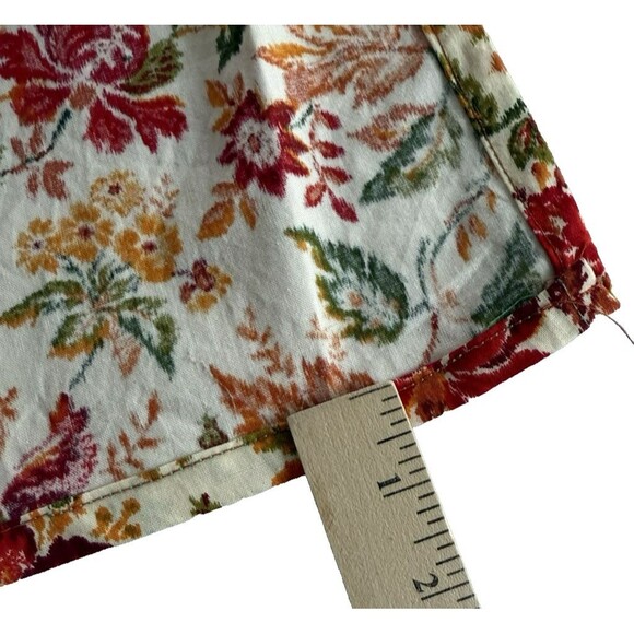 2 Fall Floral Curtain Panels 40x55 Handmade Joann Cotton Fabric LA32626 Orange - Picture 6 of 8